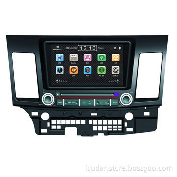 In dash car DVD player for Mitsubishi Lancer 2007-2012, GPS/CD/MP3/DVD/USB/SD/BT, with 8" TFT